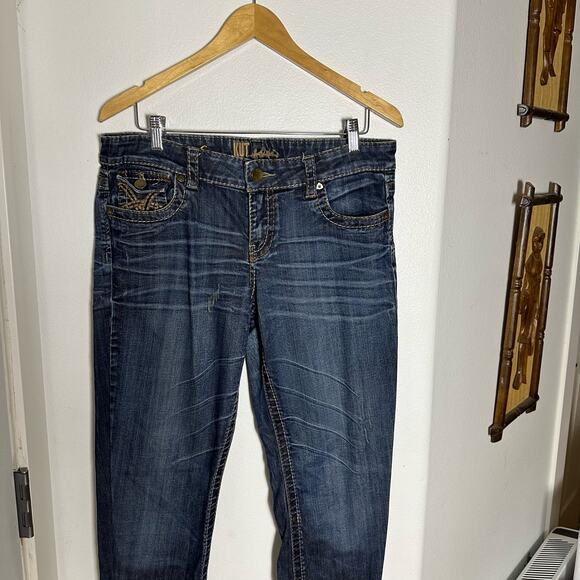KUT From The Kloth Kate So Low Rise Boot Cut Jeans Women's Flap Pocket Size 10 - Picture 2 of 13